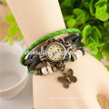 Trendy design retro multilayer leather ladies wrist watch